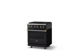 30"W. Dual Fuel Range (Finish: Onyx, Trim: Polished Chrome, Fuel: Propane)
