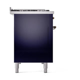 ILVE UN48FQNMPMBB Nostalgie II Noblesse 48 inch Dual Fuel Range (8 Sealed Burners + Griddle, Natural Gas, Solid Door, Midnight Blue, Burnished)