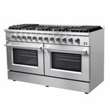 Forno Galiano 60-Inch Freestanding Gas Range, 10 Burners, Double Ovens, Griddle, Energy Efficient