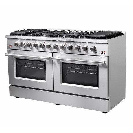 Forno Galiano 60-Inch Freestanding Gas Range, 10 Burners, Double Ovens, Griddle, Energy Efficient
