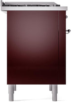 Nostalgie II 36 Inch Dual Fuel Natural Gas Freestanding Range in Burgundy with Chrome Trim