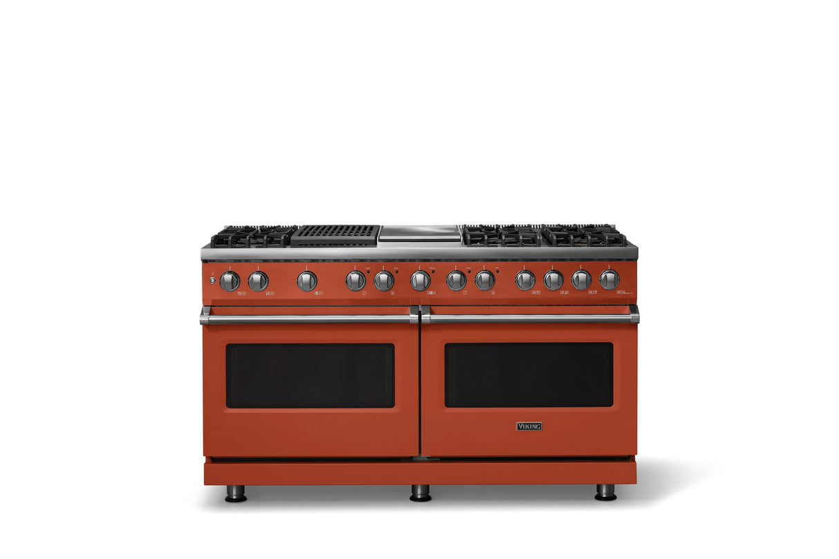 60"W.Dual Fuel Range (Finish: Spiced Cider, Trim: Polished Chrome, Fuel: Natural Gas)