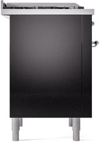 Nostalgie II 36 Inch Dual Fuel Natural Gas Freestanding Range in Glossy Black with Chrome Trim