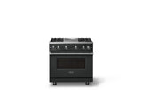 36"W. Sealed Burner Gas Range (Burner: 4g, Finish: Antique Bronze, Trim: Polished Chrome, Fuel: Natural Gas)