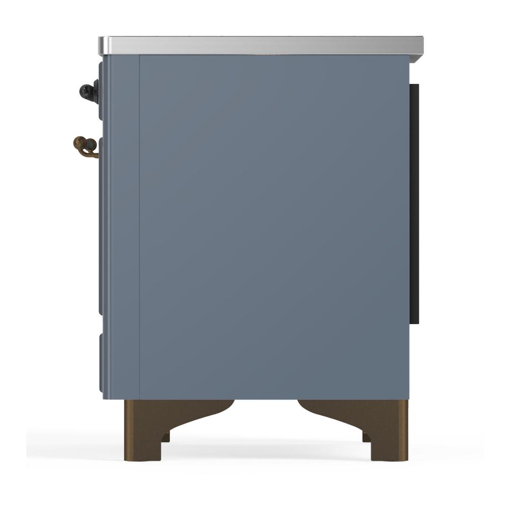ILVE UMIB36QNR3BGB Majestic III 36 inch Induction Range with 6 Elements, 3.5 cu. ft. Total Oven Capacity (Solid Door, Blue Grey, Burnished)