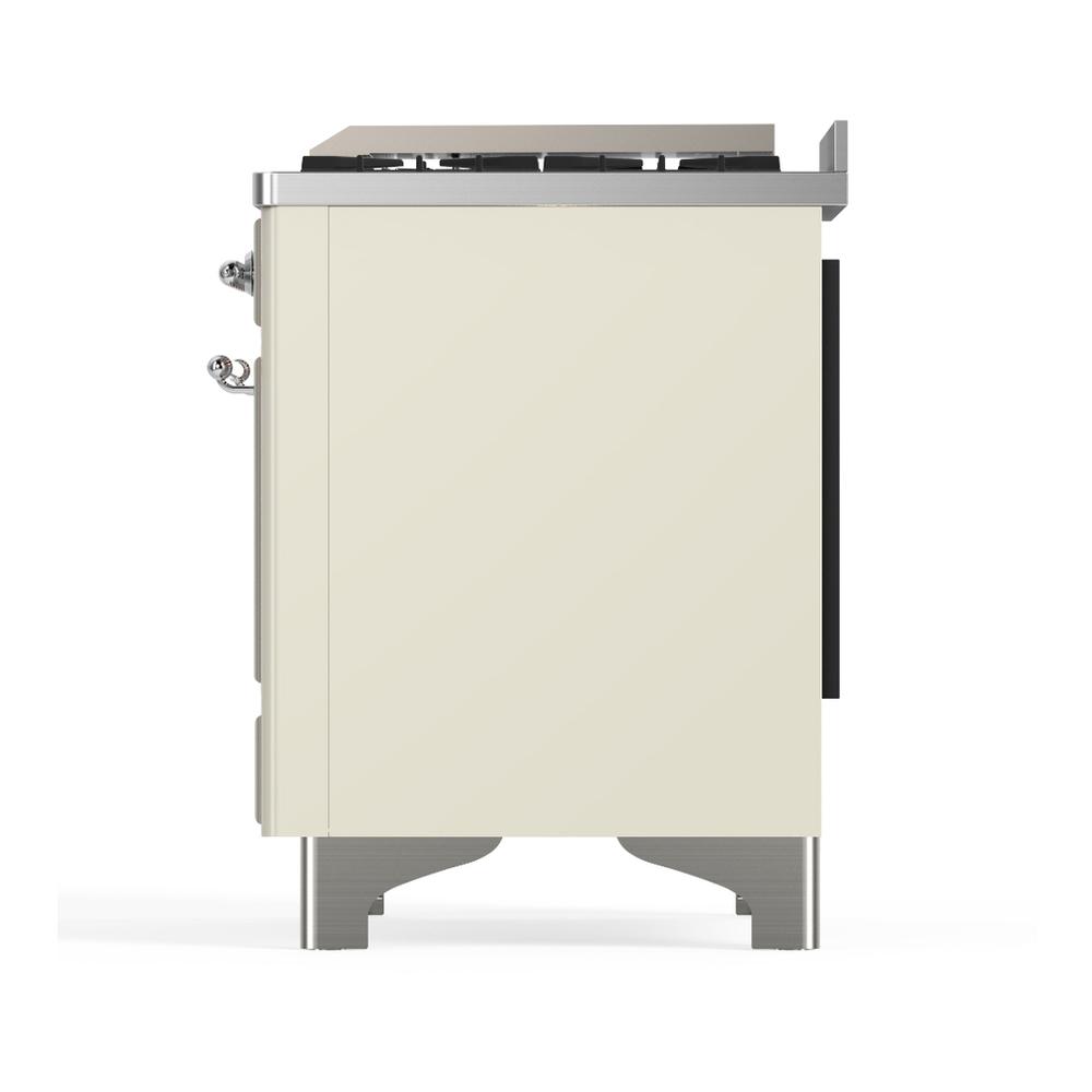 ILVE UMD40FQNR3AWCLP Majestic III 40 inch Dual Fuel Range with 6 Burners and Griddle, Dual Function Burner up to 25,000 BTU (Liquid Propane, Solid Door, Antique White, Chrome)