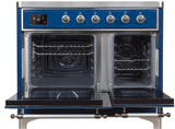 Majestic II 40 Inch Electric Freestanding Range in Blue with Chrome Trim