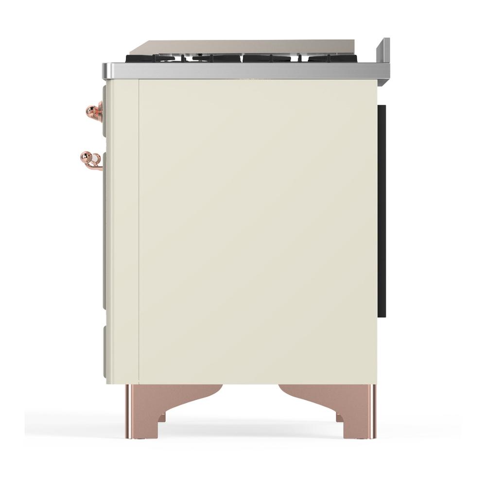 ILVE UMD40FQNR3AWP Majestic III 40 inch Dual Fuel Range with 6 Burners and Griddle, Dual Function Burner up to 25,000 BTU (Natural Gas, Solid Door, Antique White, Copper)