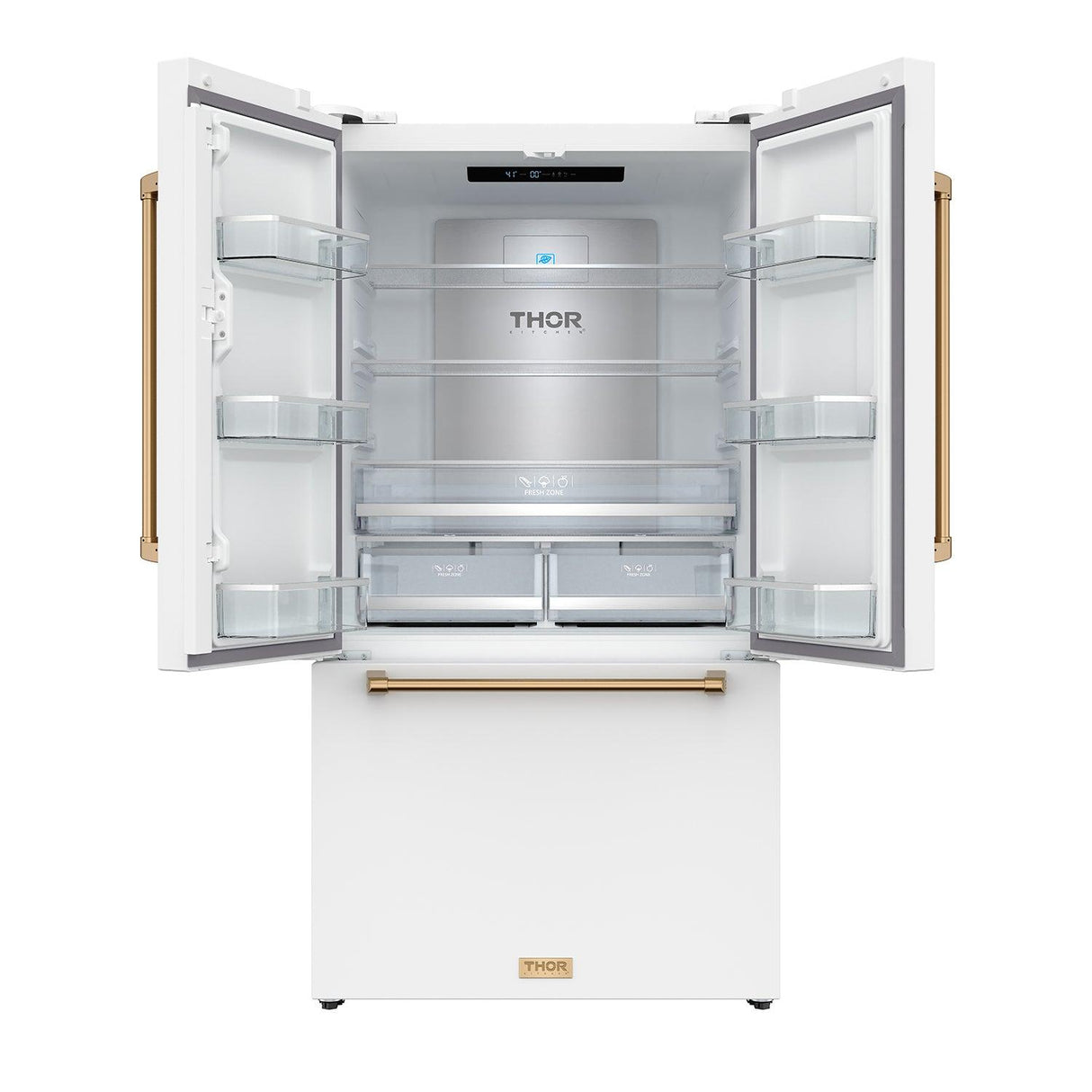36 Inch French Door Counter Depth Refrigerator With Ice Maker - White/bronze  Gordon Ramsay Series