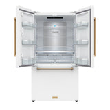 36 Inch French Door Counter Depth Refrigerator With Ice Maker - White/bronze  Gordon Ramsay Series