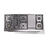 ILVE UN60FQNMPAWC Nostalgie II Noblesse 60 inch Dual Fuel Range (9 Sealed Burners + Griddle, Natural Gas, Solid Door, Antique White, Chrome)