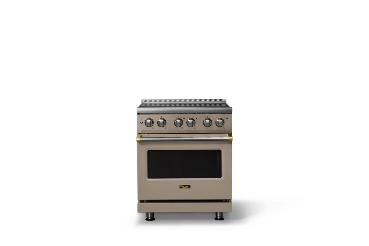 30"W. Electric Range (Finish: Nantucket, Trim: Brushed Brass)