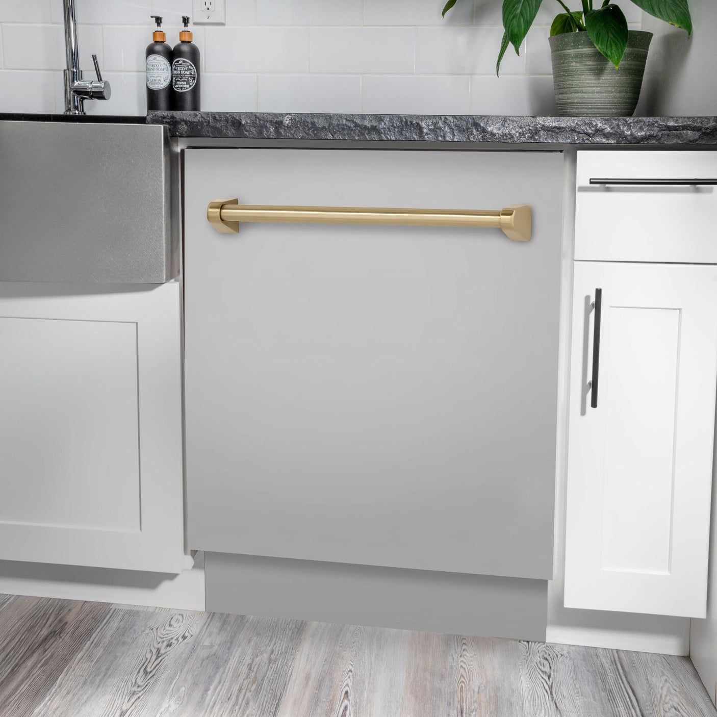 ZLINE Autograph Edition 24" 3rd Rack Top Control Tall Tub Dishwasher in Stainless Steel with Accent Handle, 51dBa (DWVZ-304-24) [Color: Gold]