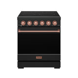30 Inch Professional Electric Range With Precision Knob Control In Black and Rose Gold  Gordon Ramsay Series