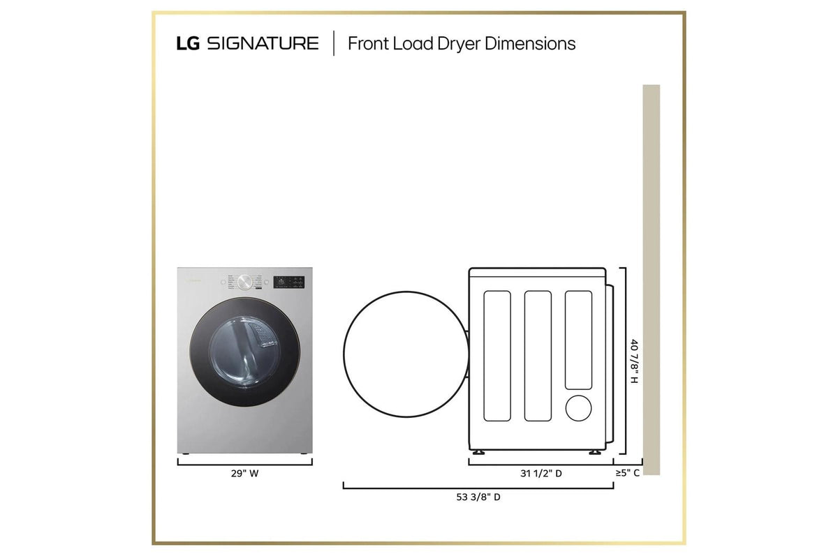LG SIGNATURE 9.0 cu. ft. Mega Capacity Smart Front Load Gas Dryer with TurboSteam®, Built-In Intelligence and Hybrid Electronic Controls with LCD Display
