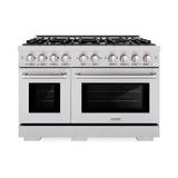 ZLINE 48 in. 6.7 cu. ft. Select Double Oven Dual Fuel Range with 8 Burner Gas Cooktop in DuraSnow' Stainless Steel (HDRS-48)