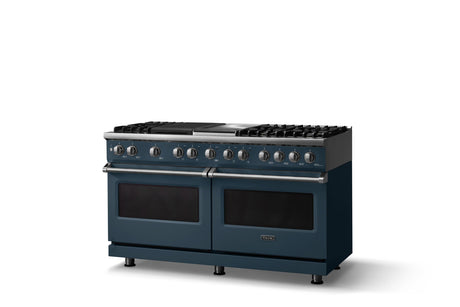 60"W.Dual Fuel Range (Finish: Squall, Trim: Polished Chrome, Fuel: Natural Gas)