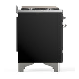 ILVE UMD40FNR3BKC Majestic III 40 inch Dual Fuel Range with 6 Burners and Griddle, Dual Function Burner up to 25,000 BTU (Natural Gas, Triple Glass Door, Glossy Black, Chrome)