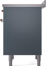 Nostalgie II 36 Inch Electric Freestanding Range in Blue Grey with Copper Trim