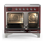 ILVE UMDIB40NR3BUC Majestic III 40 inch Induction Range with 6 Elements, 3.82 cu. ft. Total Oven Capacity (Triple Glass Door, Burgundy, Chrome)