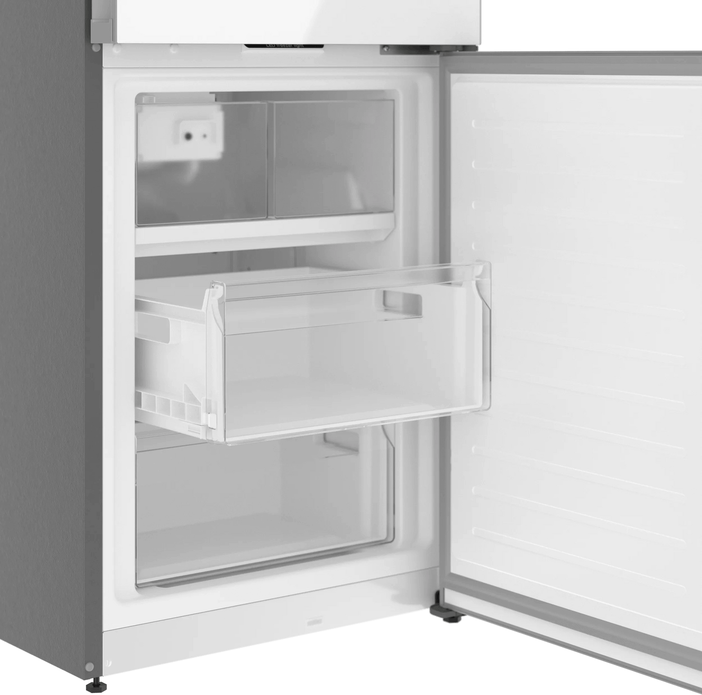 800 Series Free-standing fridge-freezer with freezer at bottom, glass door 24" White, Total No Frost