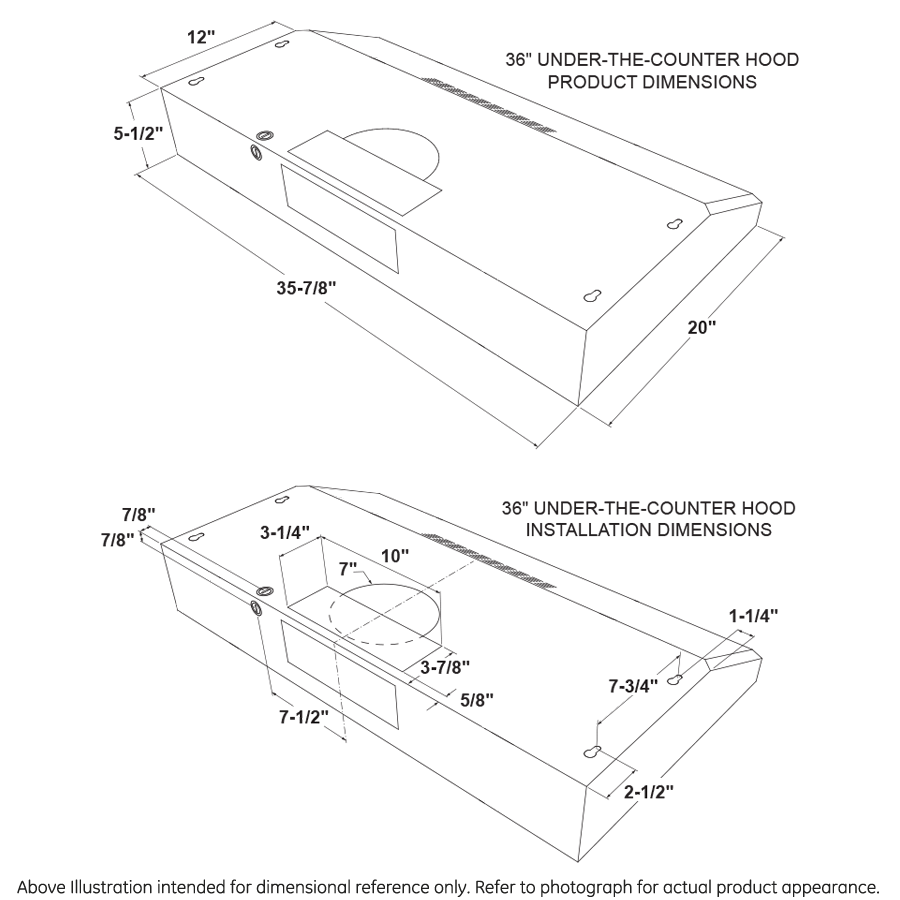 GE® 36" Under The Cabinet Hood