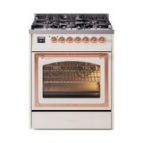 ILVE UN30NMPAWPLP Nostalgie II Noblesse 30 inch Dual Fuel Range (Liquid Propane, Triple Glass Door, Antique White, Copper)