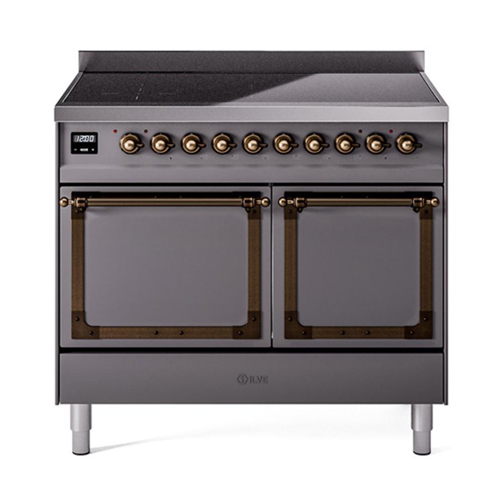 ILVE UNDI406QNMPMGB Nostalgie II Noblesse 40 inch Induction Range (Solid Door, Graphite Matte, Burnished)