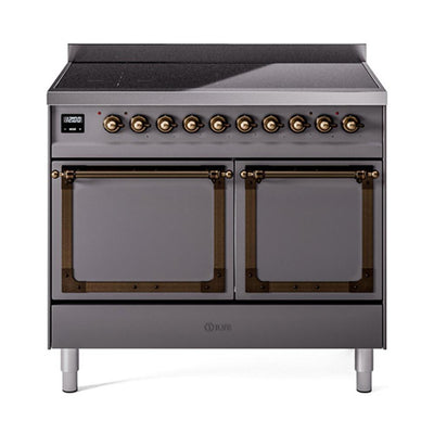 ILVE UNDI406QNMPMGB Nostalgie II Noblesse 40 inch Induction Range (Solid Door, Graphite Matte, Burnished)