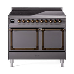 ILVE UNDI406QNMPMGB Nostalgie II Noblesse 40 inch Induction Range (Solid Door, Graphite Matte, Burnished)