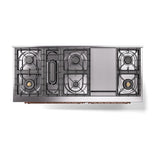 ILVE UN60FQNMPAWPLP Nostalgie II Noblesse 60 inch Dual Fuel Range (9 Sealed Burners + Griddle, Liquid Propane, Solid Door, Antique White, Copper)