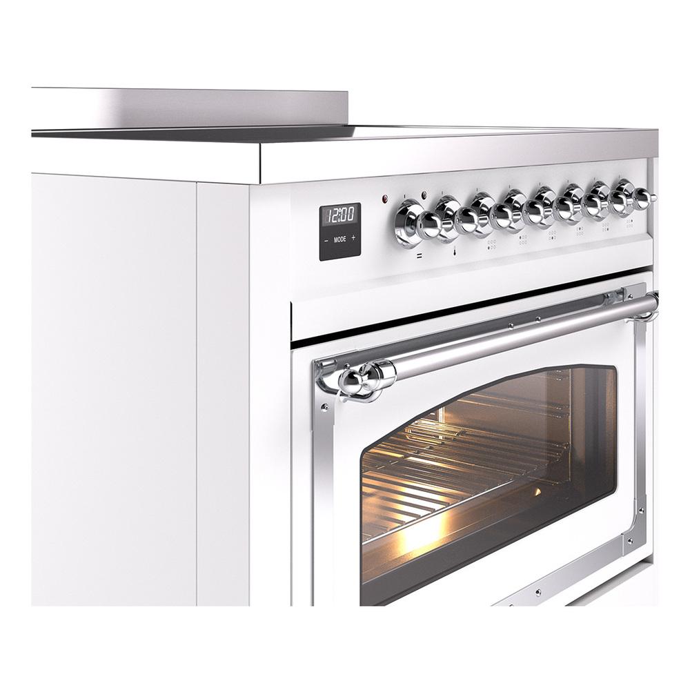ILVE UNI366NMPWHC Nostalgie II Noblesse 36 inch Induction Range (Triple Glass Door, White, Chrome)