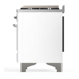 ILVE UM60FSQNR3WHC Majestic III 60 inch Dual Fuel Range with 7 Burners, Griddle and French Top, Dual Function Burner with up to 25,000 BTU (Natural Gas, Solid Door, White, Chrome)