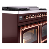 ILVE UND40FNMPBUPLP Nostalgie II Noblesse 40 inch Dual Fuel Range (Liquid Propane, Triple Glass Door, Burgundy, Copper)