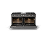 60"W.Dual Fuel Range (Finish: Damascus Gray, Trim: Polished Chrome, Fuel: Natural Gas)