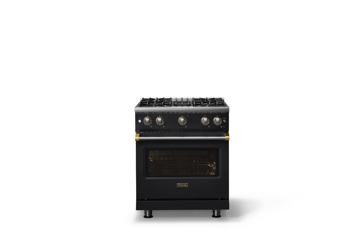 30"W. Sealed Burner Gas Range (Finish: Onyx, Trim: Polished Chrome, Fuel: Propane)