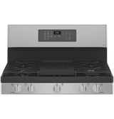 GE Profile™ 30" Free-Standing Self Clean Dual-Fuel Fingerprint Resistant Range with Storage Drawer