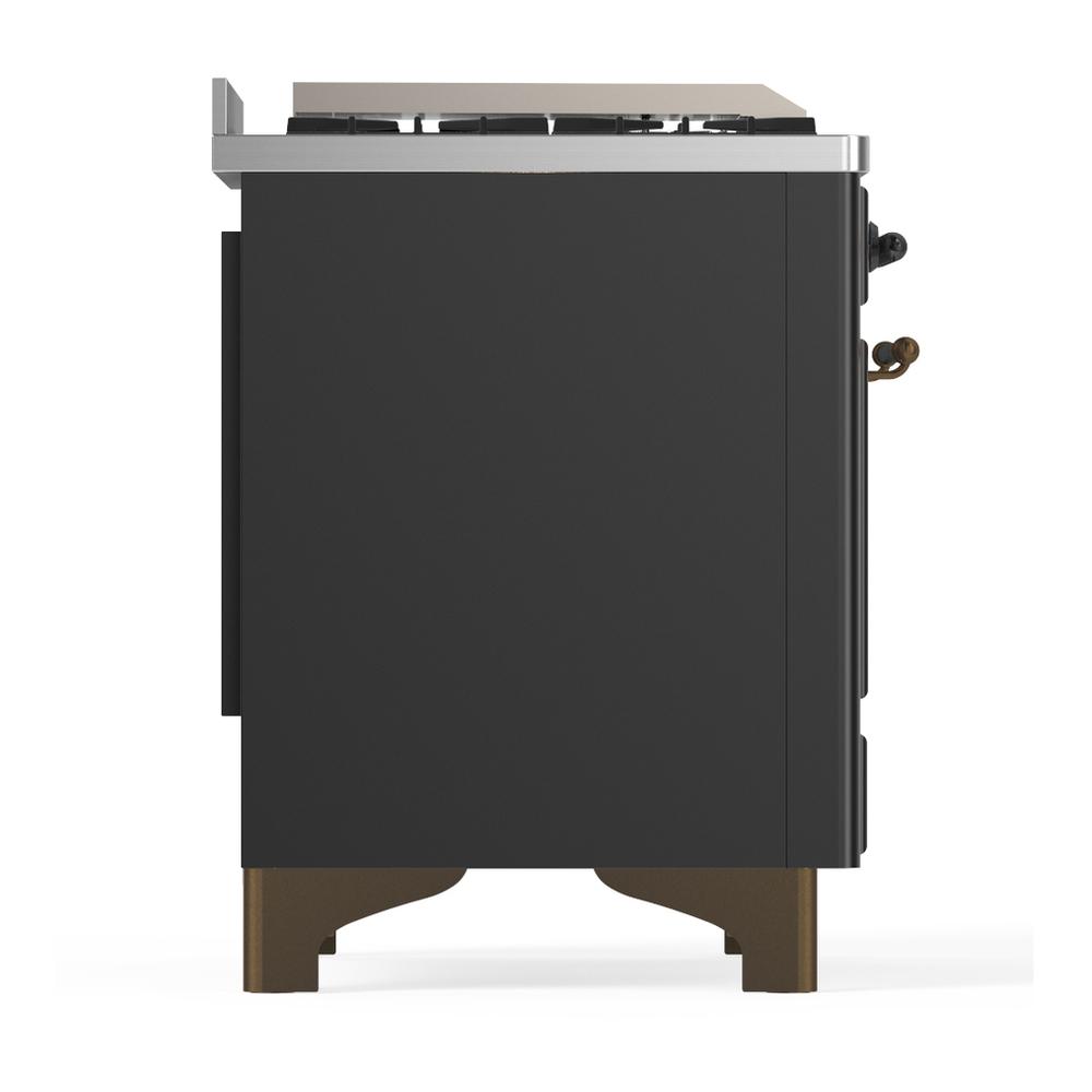 ILVE UM36FNR3MGB Majestic III 36 inch Dual Fuel Range with 6 Black Brass Burners and Griddle, Dual Function Burner up to 25,000 BTU (Triple Glass Door, Graphite Matte, Burnished, Natural Gas)