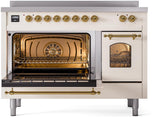 Nostalgie II 48 Inch Electric Freestanding Range in Antique White with Brass Trim