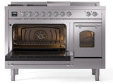 Nostalgie II 48 Inch Dual Fuel Liquid Propane Freestanding Range in Stainless Steel with Chrome Trim