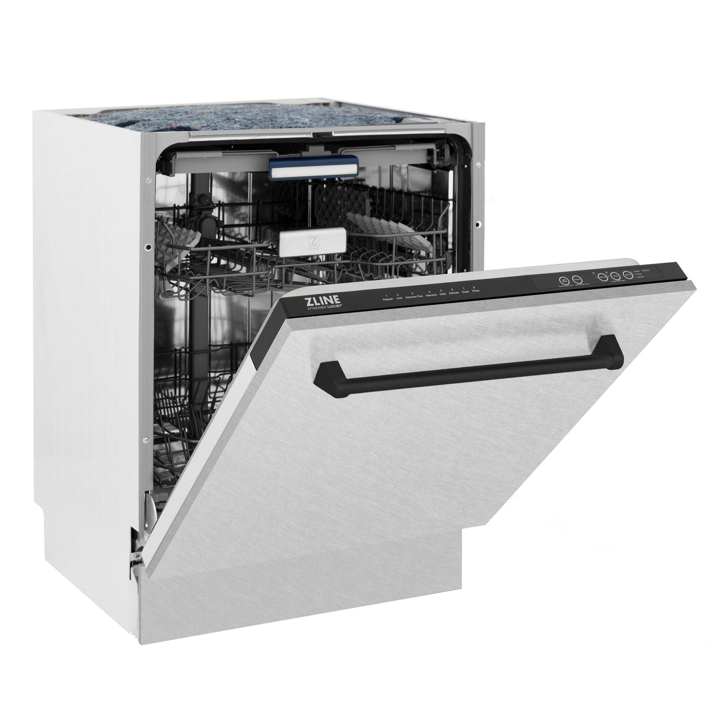 ZLINE Autograph Edition 24" 3rd Rack Top Control Tall Tub Dishwasher in DuraSnow Stainless Steel with Accent Handle, 51dBa (DWVZ-SN-24) [Color: Matte Black]
