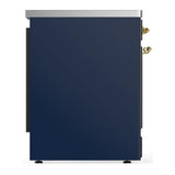 ILVE UMIB30QNR3MBG Majestic III 30 inch Induction Range with 4 Elements, 4 cu. ft. Oven Capacity (Solid Door, Midnight Blue, Brass)