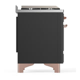 ILVE UM36FNR3MGP Majestic III 36 inch Dual Fuel Range with 6 Black Brass Burners and Griddle, Dual Function Burner up to 25,000 BTU (Triple Glass Door, Graphite Matte, Copper, Natural Gas)