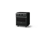 30"W. Sealed Burner Gas Range (Finish: Antique Bronze, Trim: Polished Chrome, Fuel: Natural Gas)