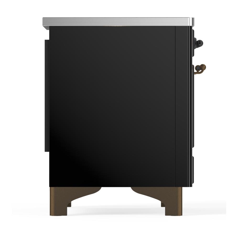 ILVE UMDIB40NR3BKB Majestic III 40 inch Induction Range with 6 Elements, 3.82 cu. ft. Total Oven Capacity (Triple Glass Door, Glossy Black, Burnished)