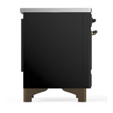 ILVE UMDIB40NR3BKB Majestic III 40 inch Induction Range with 6 Elements, 3.82 cu. ft. Total Oven Capacity (Triple Glass Door, Glossy Black, Burnished)