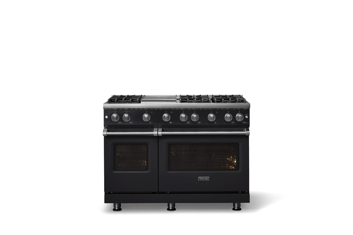 48"W. Sealed Burner Gas Range (Burner: 6g, Finish: Onyx, Trim: Polished Chrome, Fuel: Natural Gas)