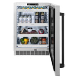 ZLINE Autograph Edition 24 in. Touchstone 151 Can Beverage Fridge With Solid Stainless Steel Door And Matte Black Handle (RBSOZ-ST-24-MB)