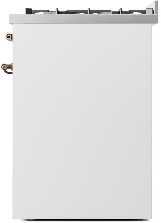 Nostalgie II 30 Inch Dual Fuel Liquid Propane Freestanding Range in White with Bronze Trim