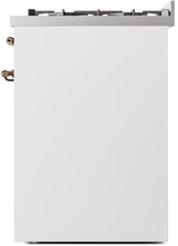 Nostalgie II 30 Inch Dual Fuel Liquid Propane Freestanding Range in White with Bronze Trim